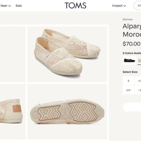 TOMS Alpargata Natural Moroccan Crochet Shoes - Size US 7 Womens - Picture 6 of 7